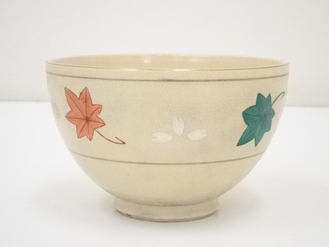 JAPANESE TEA CEREMONY / CHAWAN(TEA BOWL) / KYO WARE / SAKURA & MAPLE